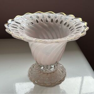 Vintage Fostoria “Colony” Swirl Footed Urn. Painted by Charleton.